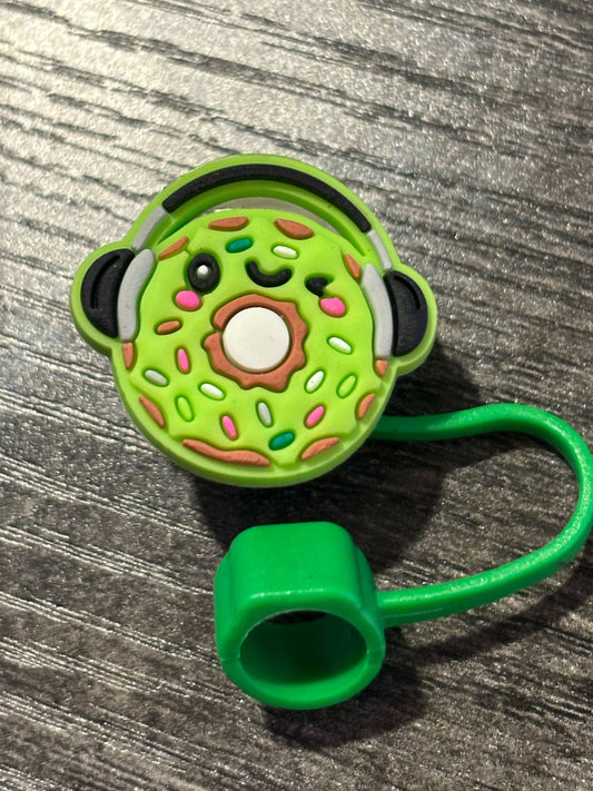 Green Donut Straw Topper