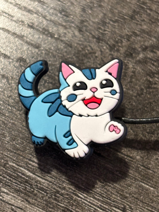Blue White Cat Straw Topper