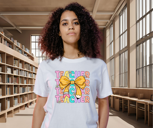 Teacher with Pencil Bow