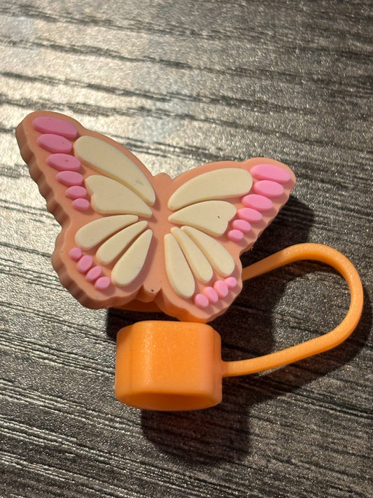 Pink Butterfly Straw Topper