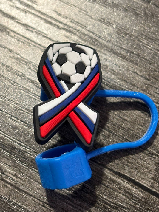 Soccer Ribbon Straw Topper