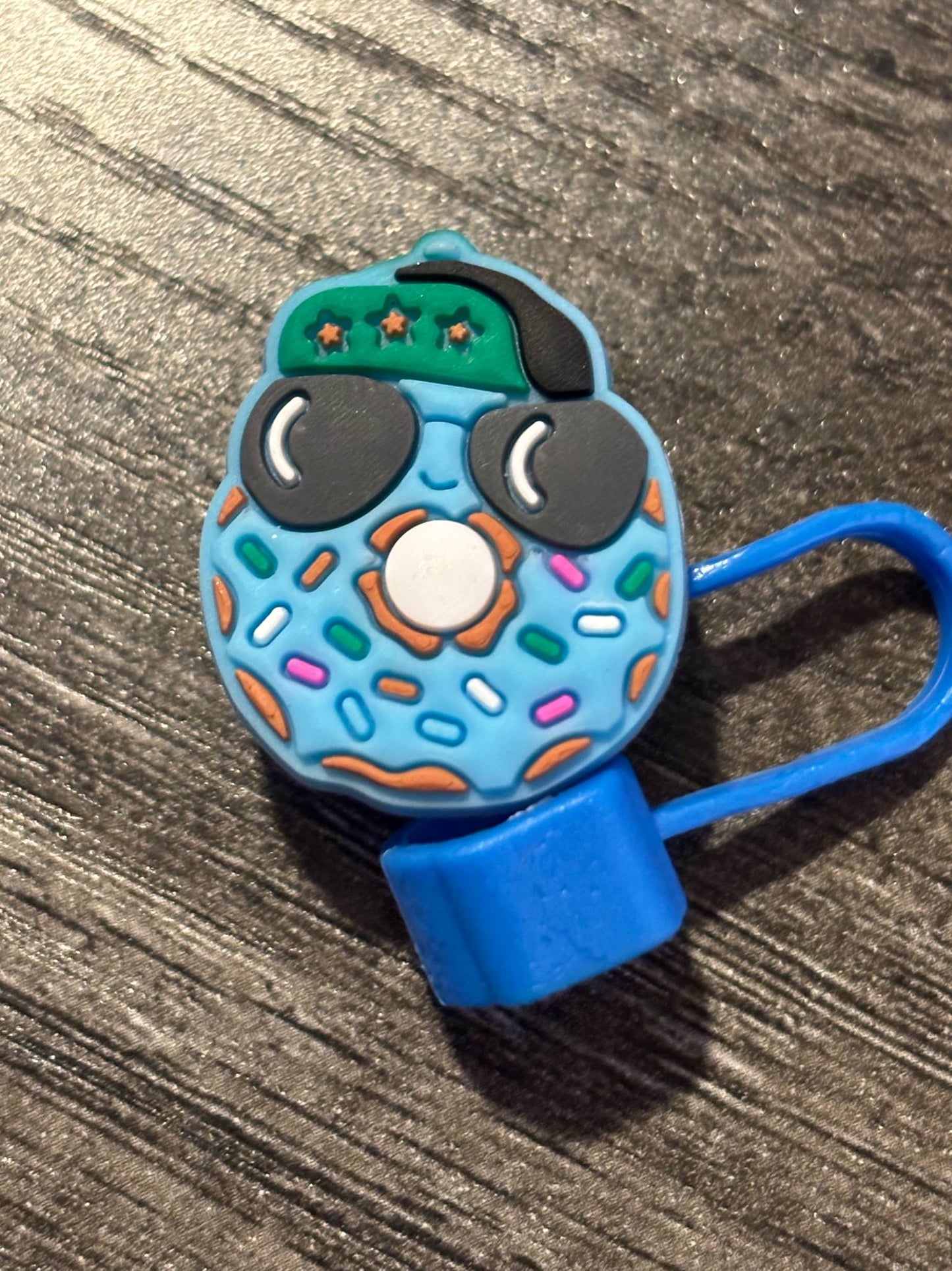 Blue Donut Straw Topper