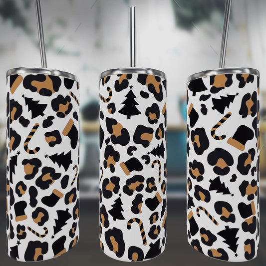 Brown Leopard Christmas Tumbler
