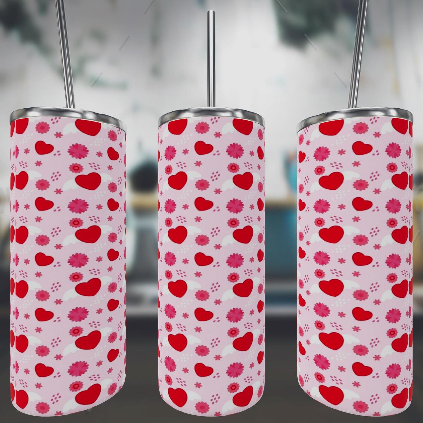 Red and Pink Heart Tumbler
