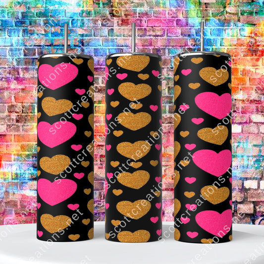 Pink and Gold Heart Tumbler