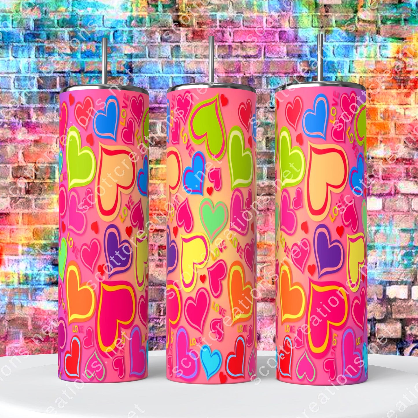 Colorful Hearts Tumbler