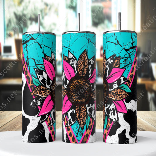Cow Print Flower Tumbler+