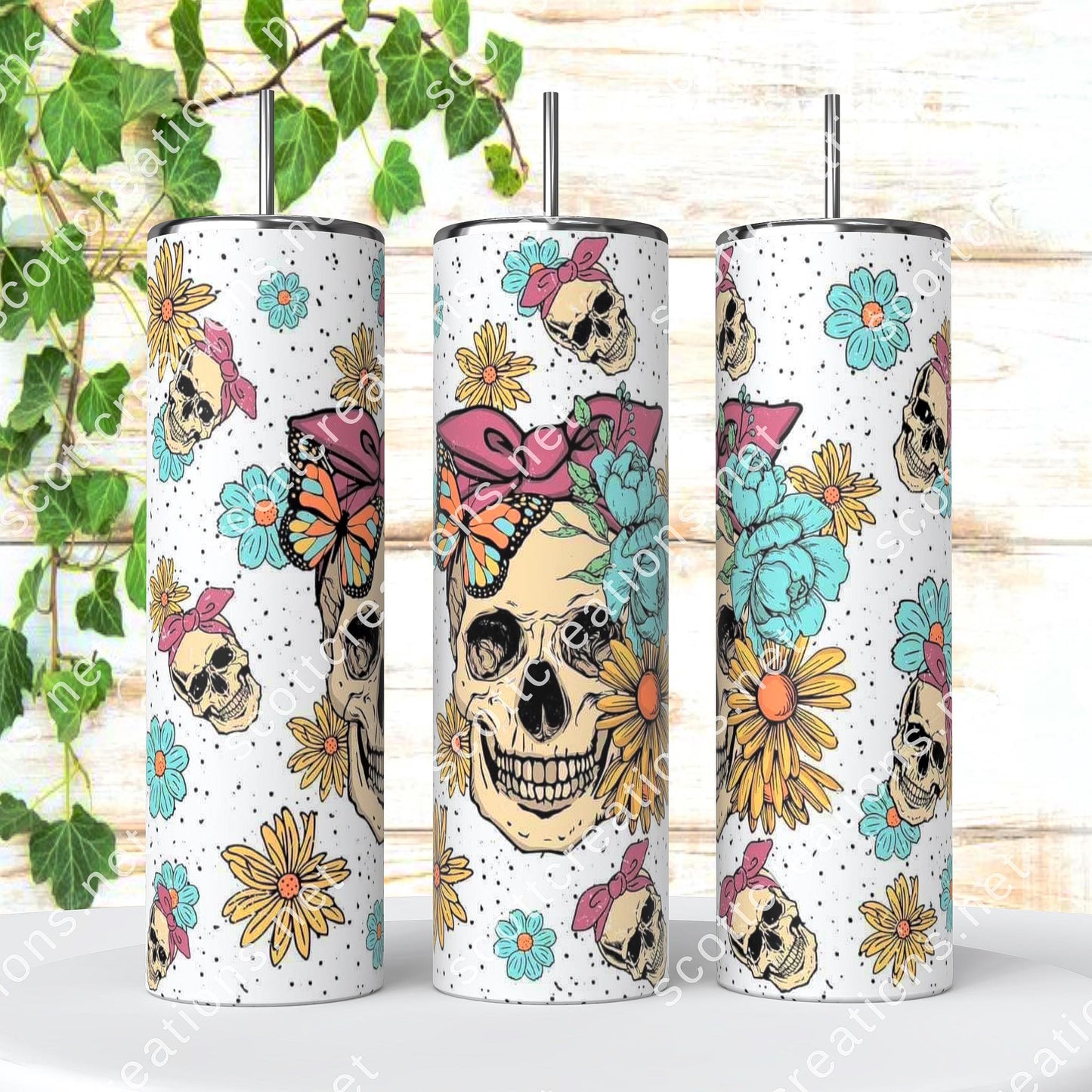 Skelly Messy Bun Tumbler