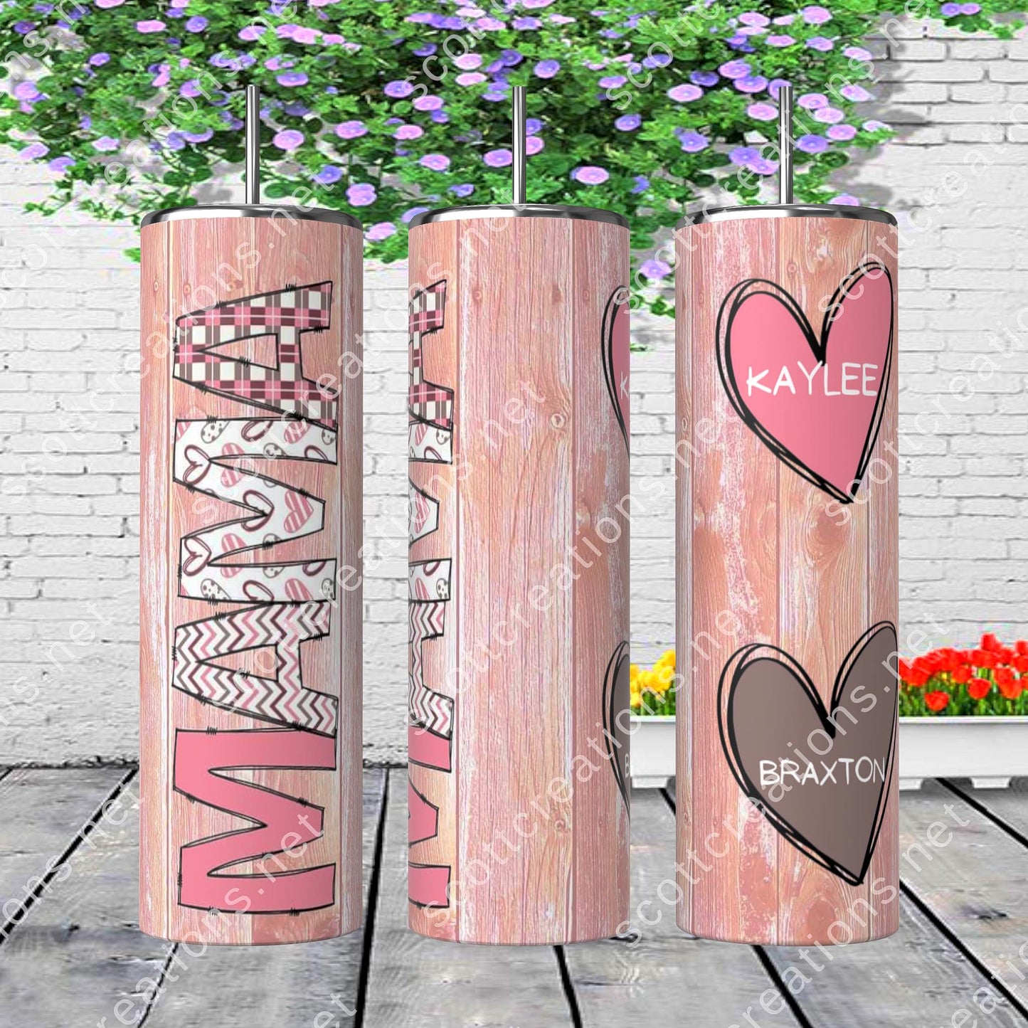 Mama Heart Name Tumbler